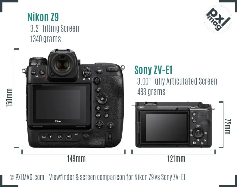 Nikon Z9 vs Sony ZV-E1 Screen and Viewfinder comparison