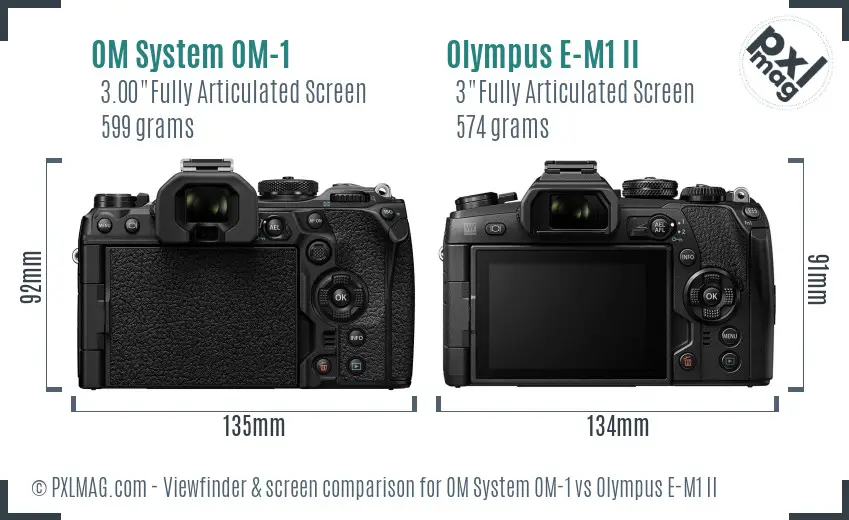 OM System OM-1 vs Olympus E-M1 II Screen and Viewfinder comparison
