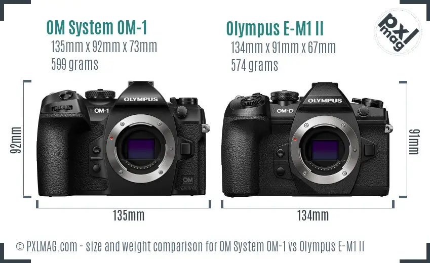 OM System OM-1 vs Olympus E-M1 II size comparison