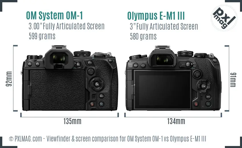 OM System OM-1 vs Olympus E-M1 III Screen and Viewfinder comparison OM System OM-1 vs Olympus E-M1 III Screen and Viewfinder comparison