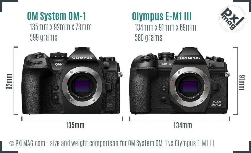 OM System OM-1 vs Olympus E-M1 III size comparison OM System OM-1 vs Olympus E-M1 III size comparison