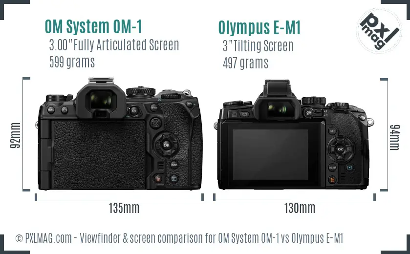 OM System OM-1 vs Olympus E-M1 Screen and Viewfinder comparison