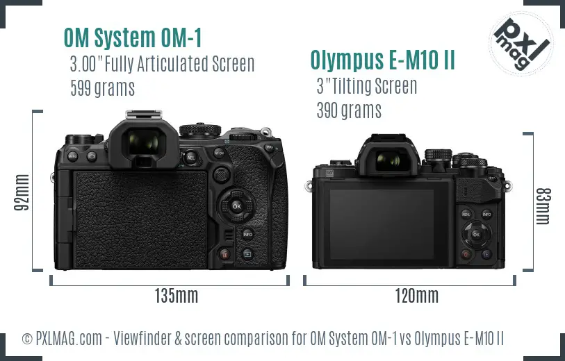 OM System OM-1 vs Olympus E-M10 II Screen and Viewfinder comparison OM System OM-1 vs Olympus E-M10 II Screen and Viewfinder comparison