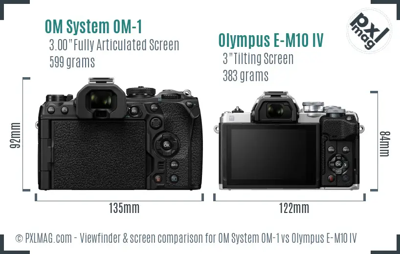 OM System OM-1 vs Olympus E-M10 IV Screen and Viewfinder comparison