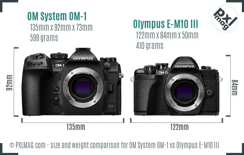 OM System OM-1 vs Olympus E-M10 III size comparison