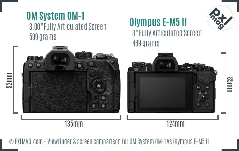 OM System OM-1 vs Olympus E-M5 II Screen and Viewfinder comparison OM System OM-1 vs Olympus E-M5 II Screen and Viewfinder comparison