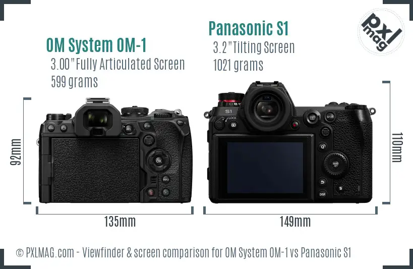 OM System OM-1 vs Panasonic S1 Screen and Viewfinder comparison