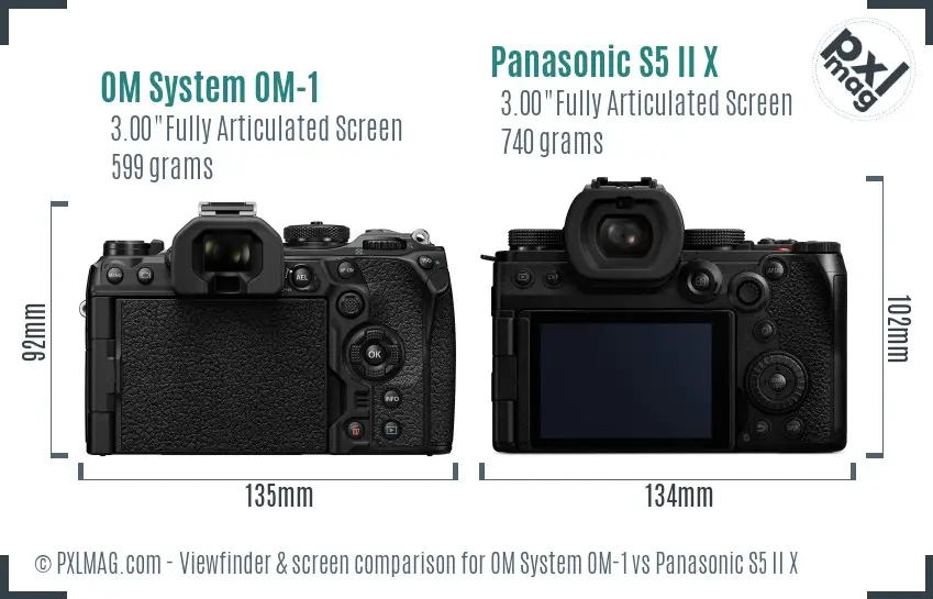 OM System OM-1 vs Panasonic S5 II X Screen and Viewfinder comparison