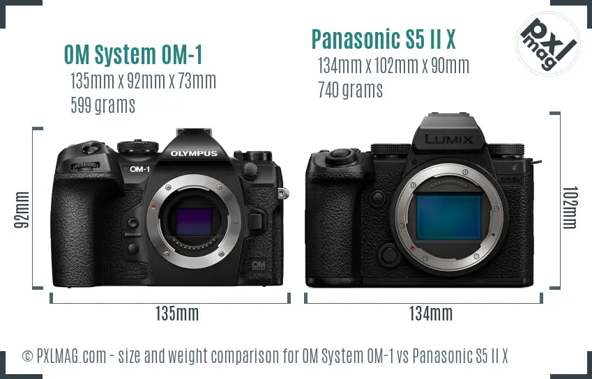 OM System OM-1 vs Panasonic S5 II X size comparison