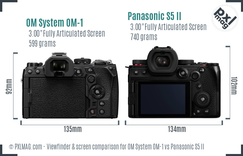 OM System OM-1 vs Panasonic S5 II Screen and Viewfinder comparison