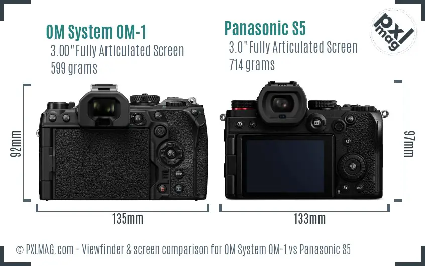 OM System OM-1 vs Panasonic S5 Screen and Viewfinder comparison