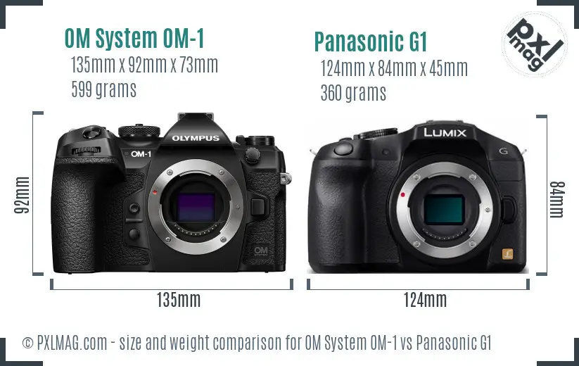 OM System OM-1 vs Panasonic G1 size comparison OM System OM-1 vs Panasonic G1 size comparison