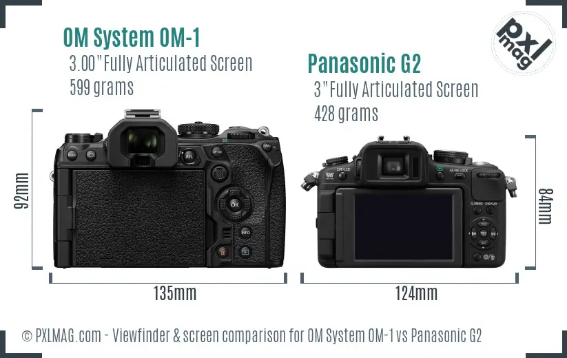 OM System OM-1 vs Panasonic G2 Screen and Viewfinder comparison