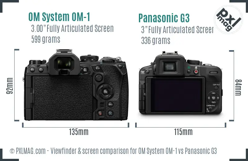 OM System OM-1 vs Panasonic G3 Screen and Viewfinder comparison