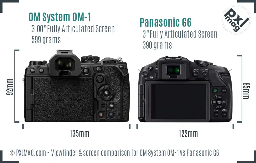 OM System OM-1 vs Panasonic G6 Screen and Viewfinder comparison