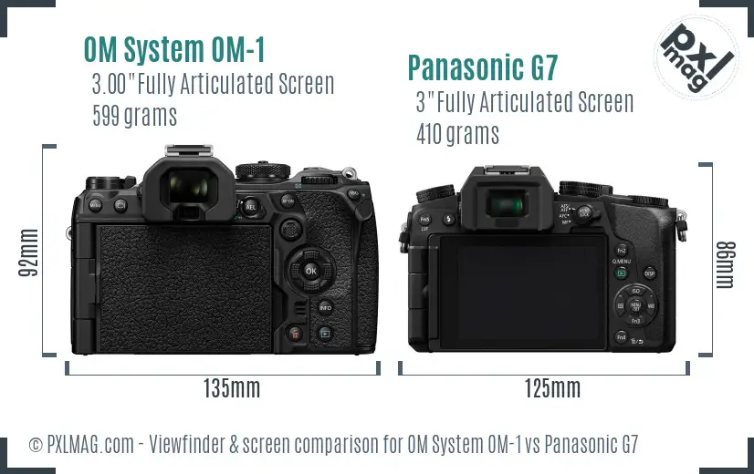 OM System OM-1 vs Panasonic G7 Screen and Viewfinder comparison