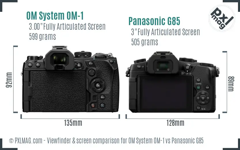 OM System OM-1 vs Panasonic G85 Screen and Viewfinder comparison OM System OM-1 vs Panasonic G85 Screen and Viewfinder comparison