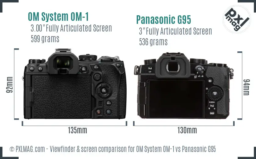 OM System OM-1 vs Panasonic G95 Screen and Viewfinder comparison