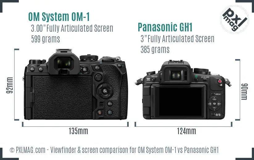 OM System OM-1 vs Panasonic GH1 Screen and Viewfinder comparison OM System OM-1 vs Panasonic GH1 Screen and Viewfinder comparison