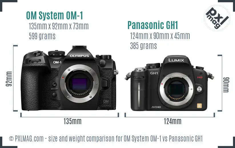 OM System OM-1 vs Panasonic GH1 size comparison OM System OM-1 vs Panasonic GH1 size comparison