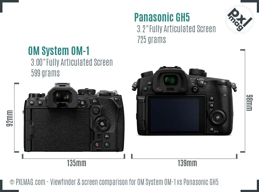 OM System OM-1 vs Panasonic GH5 Screen and Viewfinder comparison