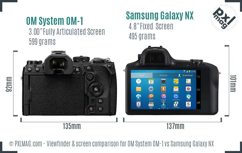 OM System OM-1 vs Samsung Galaxy NX Screen and Viewfinder comparison