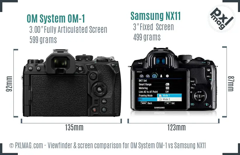 OM System OM-1 vs Samsung NX11 Screen and Viewfinder comparison