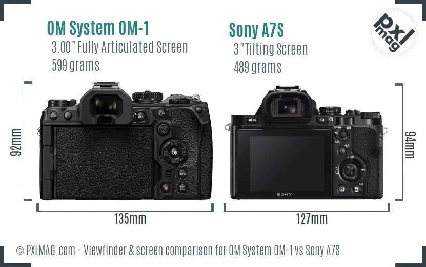 OM System OM-1 vs Sony A7S Screen and Viewfinder comparison