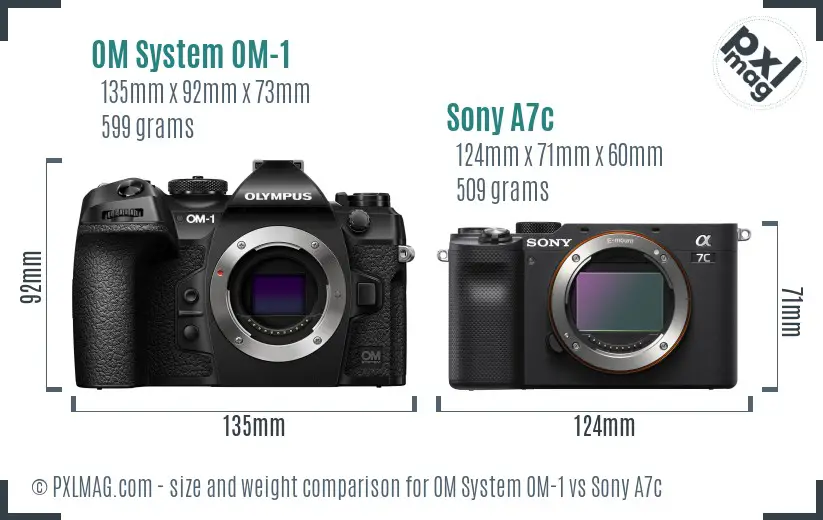 OM System OM-1 vs Sony A7c size comparison OM System OM-1 vs Sony A7c size comparison