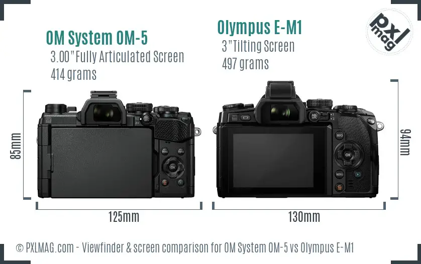 OM System OM-5 vs Olympus E-M1 Screen and Viewfinder comparison OM System OM-5 vs Olympus E-M1 Screen and Viewfinder comparison