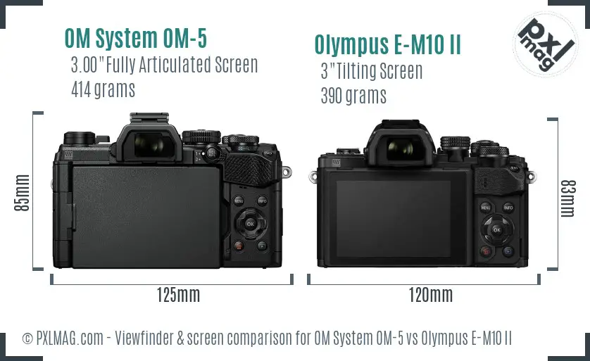 OM System OM-5 vs Olympus E-M10 II Screen and Viewfinder comparison OM System OM-5 vs Olympus E-M10 II Screen and Viewfinder comparison