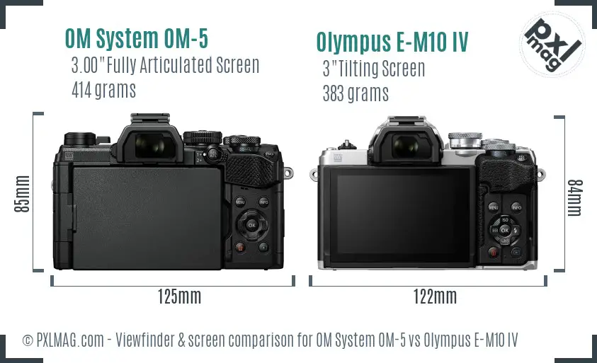OM System OM-5 vs Olympus E-M10 IV Screen and Viewfinder comparison