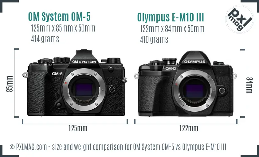 OM System OM-5 vs Olympus E-M10 III size comparison