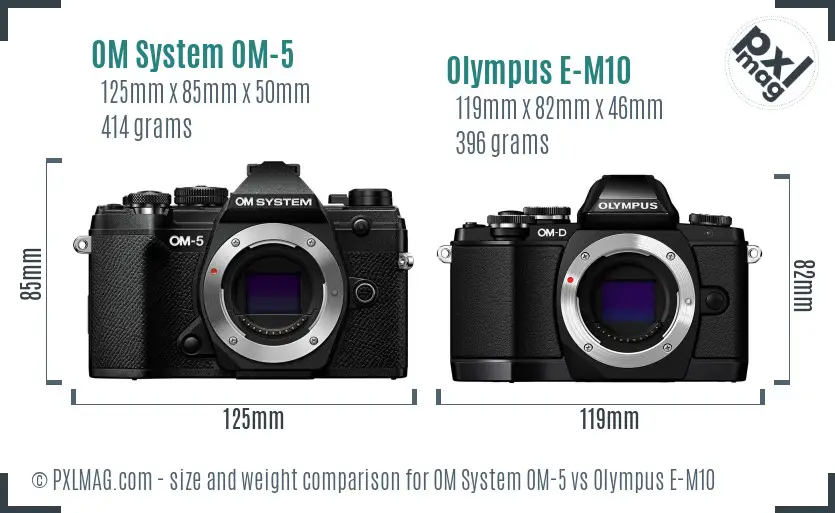 OM System OM-5 vs Olympus E-M10 size comparison OM System OM-5 vs Olympus E-M10 size comparison
