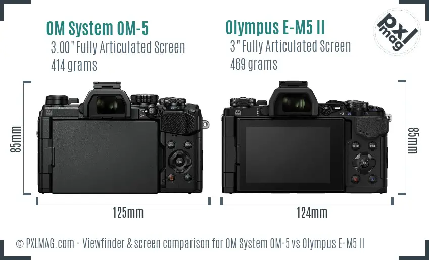 OM System OM-5 vs Olympus E-M5 II Screen and Viewfinder comparison