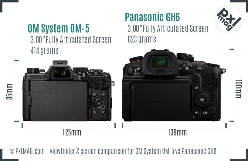 OM System OM-5 vs Panasonic GH6 Screen and Viewfinder comparison