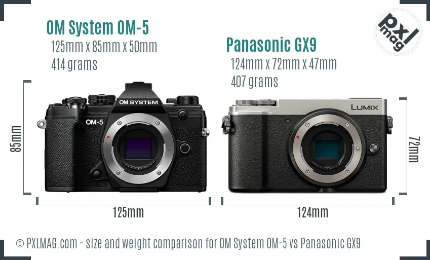 OM System OM-5 vs Panasonic GX9 size comparison