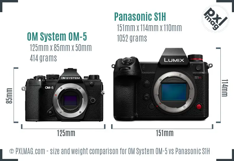 OM System OM-5 vs Panasonic S1H size comparison OM System OM-5 vs Panasonic S1H size comparison