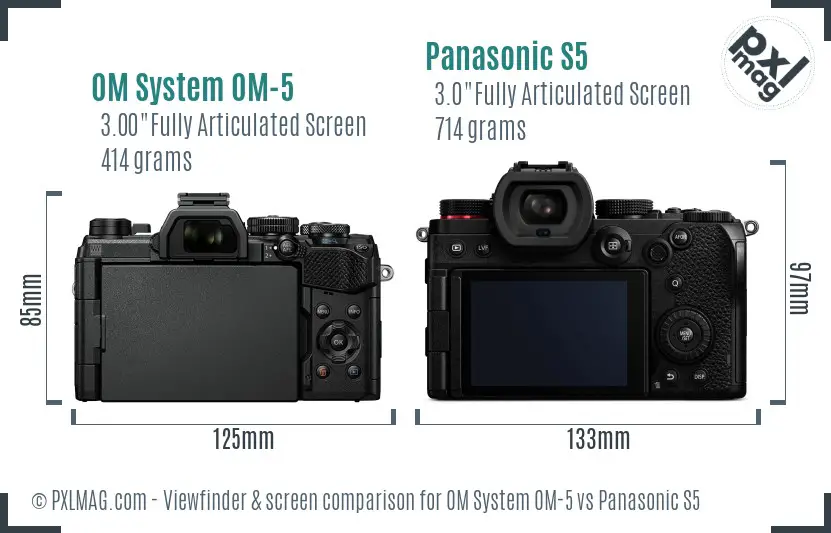 OM System OM-5 vs Panasonic S5 Screen and Viewfinder comparison