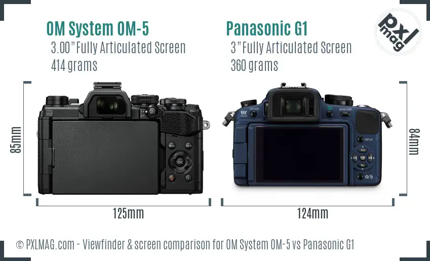 OM System OM-5 vs Panasonic G1 Screen and Viewfinder comparison