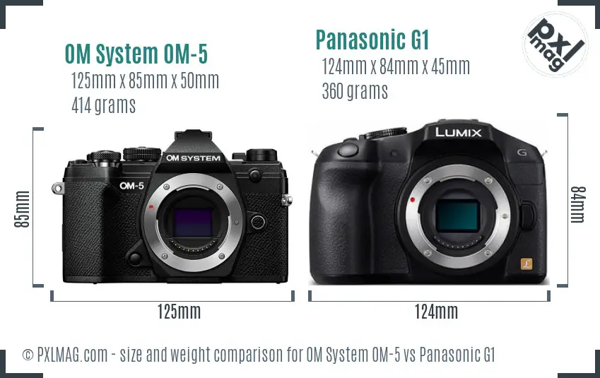 OM System OM-5 vs Panasonic G1 size comparison