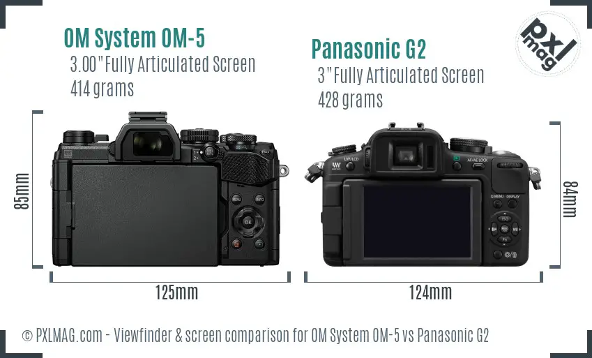 OM System OM-5 vs Panasonic G2 Screen and Viewfinder comparison