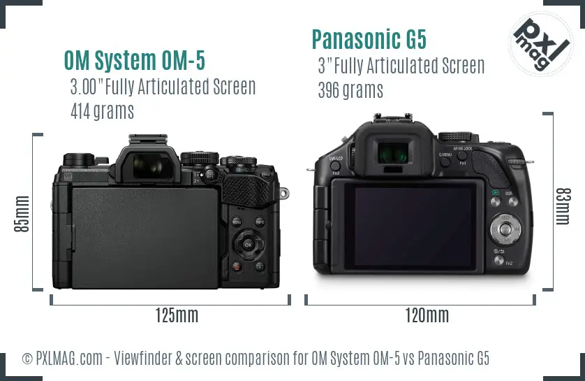 OM System OM-5 vs Panasonic G5 Screen and Viewfinder comparison