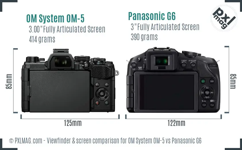 OM System OM-5 vs Panasonic G6 Screen and Viewfinder comparison