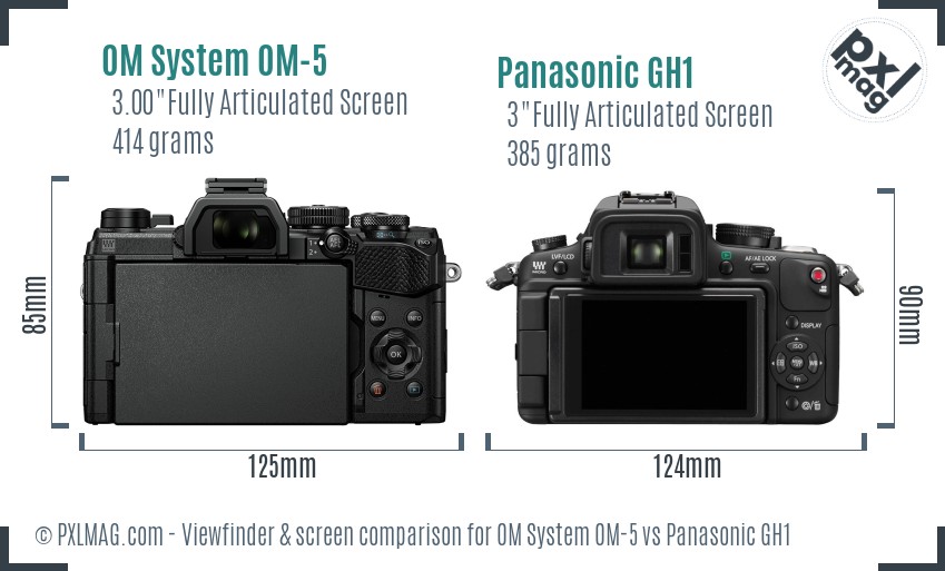 OM System OM-5 vs Panasonic GH1 Screen and Viewfinder comparison