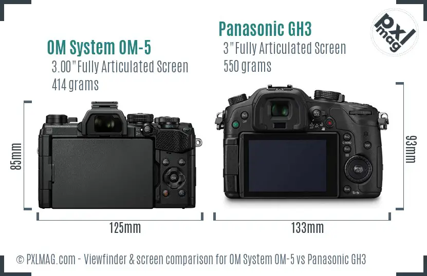 OM System OM-5 vs Panasonic GH3 Screen and Viewfinder comparison