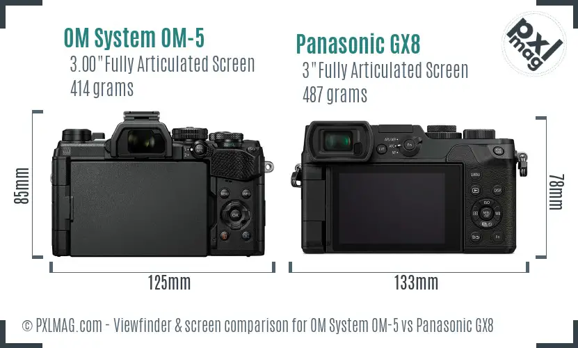 OM System OM-5 vs Panasonic GX8 Screen and Viewfinder comparison