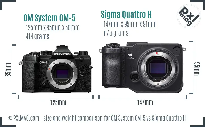 OM System OM-5 vs Sigma Quattro H size comparison OM System OM-5 vs Sigma Quattro H size comparison
