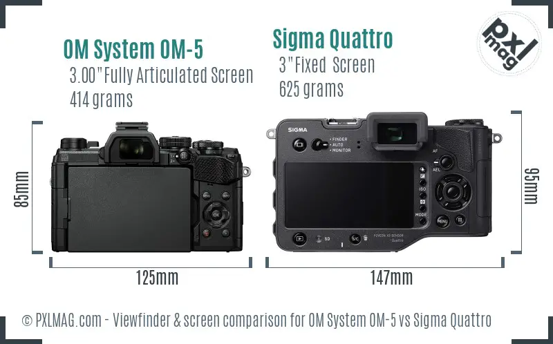 OM System OM-5 vs Sigma Quattro Screen and Viewfinder comparison