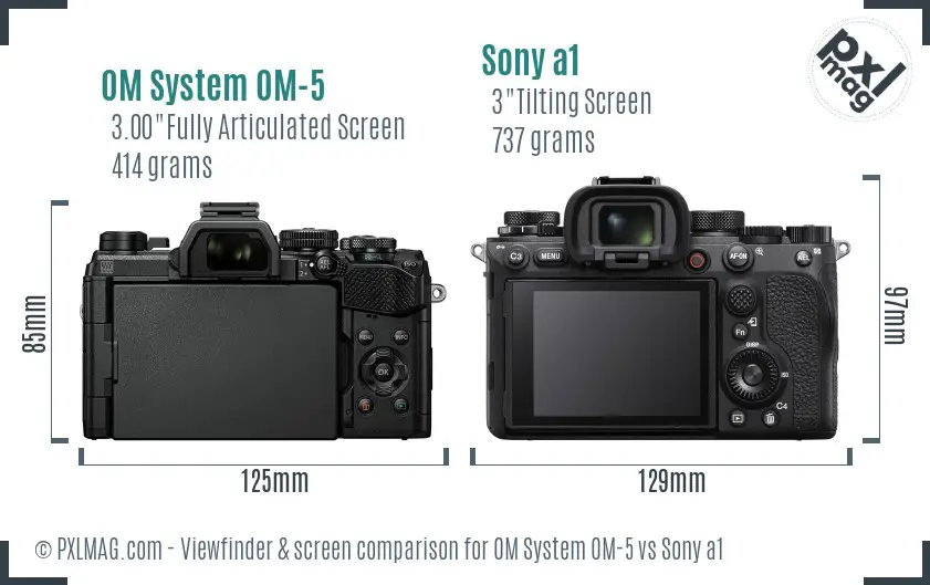 OM System OM-5 vs Sony a1 Screen and Viewfinder comparison